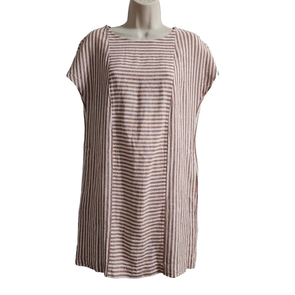 MADEWELL Stripe-Play Button-back Tee Dress Red White Size XXS